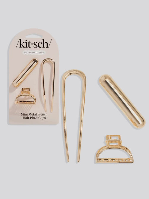 Mini Metal French Hair Pin & Clips 3pc
