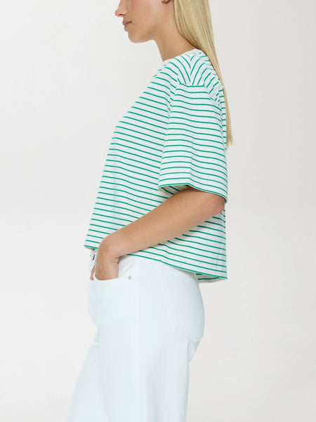 Mae Tee in Vert Stripe