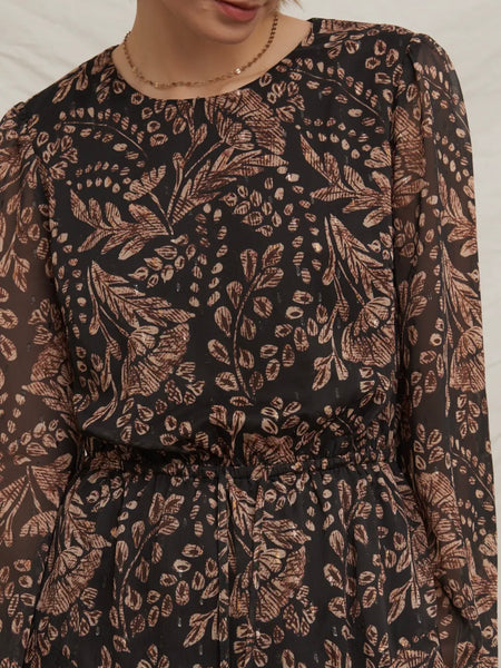 Paisley & Printed Dress in Black