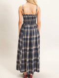 Plaid & Glad Maxi Dress in Navy