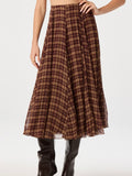 Fiori Skirt in Brown Plaid