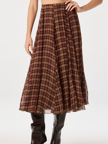 Fiori Skirt in Brown Plaid
