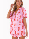 Sunday Morning PJ Set in Pink Lobster Jersey