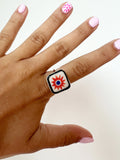Quilt Square Porcelain Ring in Sunburst