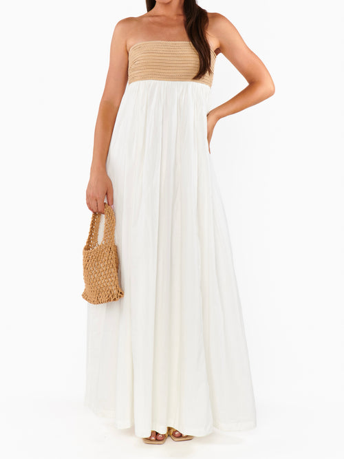 Dockside Maxi Dress in White Voile Twisted Rope