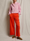 Naomi Poplin Button Down in Sugar Pink & Mocha Stripe