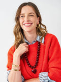 Emery Heart & Resin Bead Adjustable Necklace in Burgundy