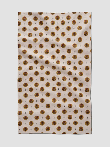 Artisanal Floral Cream Tea Towel
