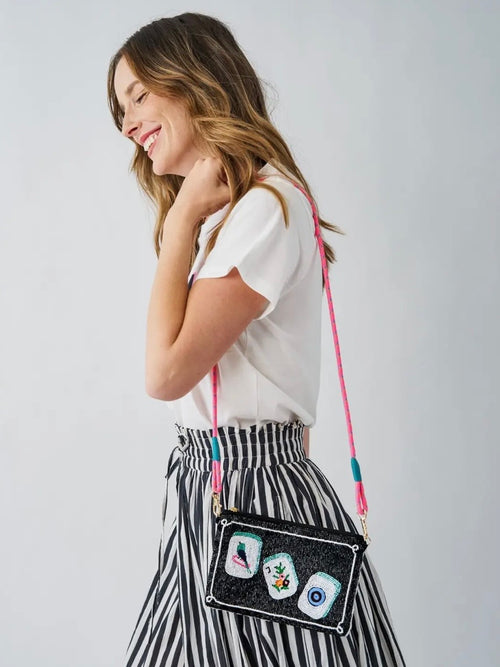 Leila Mahjong Seed Bead Clutch