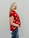 Off The Bench Sweater in Red & White