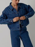 Strong Shoulders & Scallops Denim Jacket