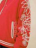 Earn Your Pearls Varsity Jacket in Red