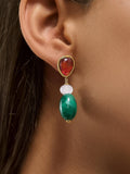 Burée Beaded Earrings in Green