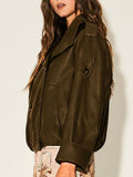 Martini Moves Faux Leather Jacket in Olive