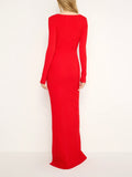 Virgo Rib Long Sleeve Gown in Grenadine