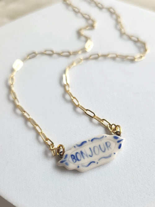Bonjour Porcelain Pendant Necklace