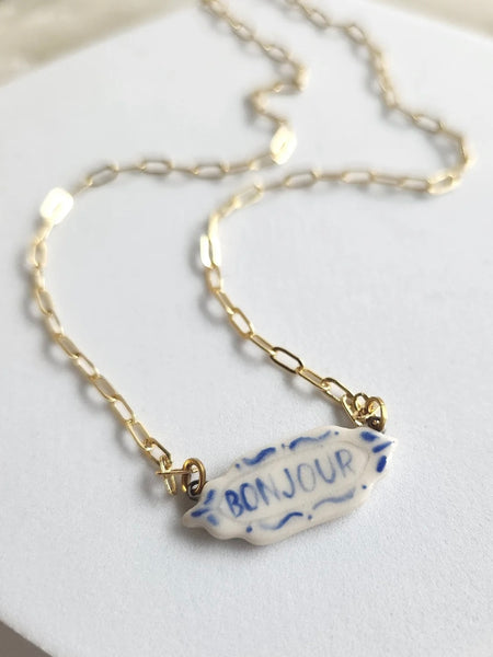 Bonjour Porcelain Pendant Necklace