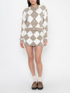 Cher Mini Skort in Neutral Argyle Knit