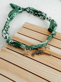 Bandana Charm Choker in Green & Pistol