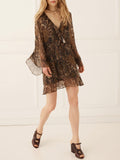 Damask Tunic Mini Dress in Walnut