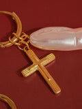 Breline Cross & Pearl Drop Earrings