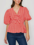 In A Cinch Eyelet Top in Coral