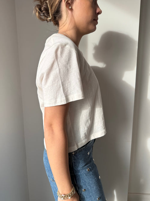 Out of the Boxy Crop Tee in Light Butter