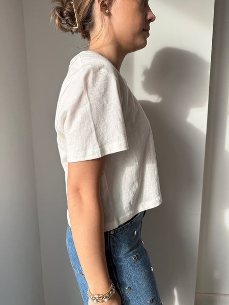 Out of the Boxy Crop Tee in Light Butter
