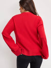 Button Front Knit Cardigan in Chili