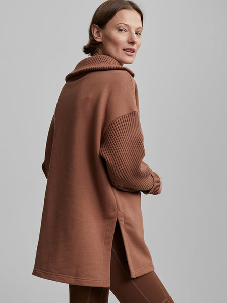 Owens Half Zip Sweat in Carob Brown