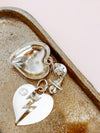 Repurposed Lightning Bolt Heart Earring in White