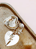 Repurposed Lightning Bolt Heart Earring in White