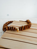 Heishi Bone Bead Necklace in Brown Hammered Ball
