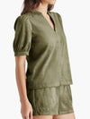 Jane Suede Top in Olive Night