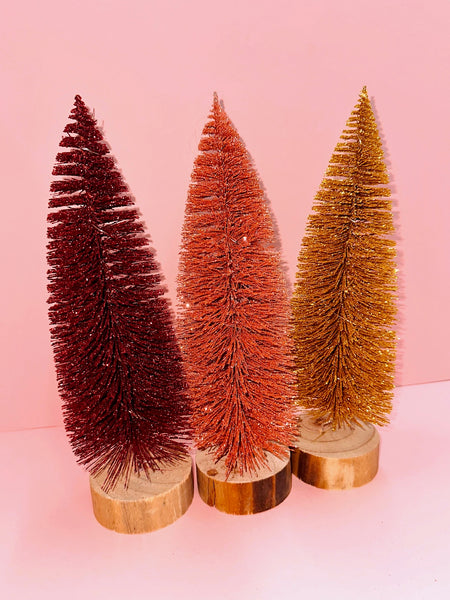 Light Up Glitter Bottle Brush Tree in Yellow