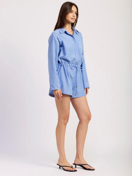 Amelie Playsuit in Blue & White Stripe
