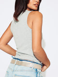 Double Layer Ribbed Tank in Heather Grey