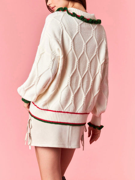 All The Trimmings Cardigan in Ivory