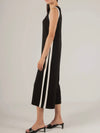 Adelaide Contrast Stripe Jumpsuit in Black