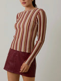 Sold On Stripes Top in Mauve & Maroon