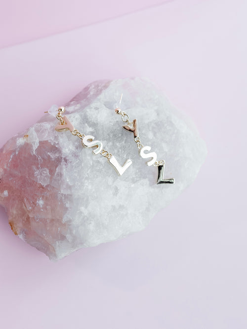 Repurposed 3 Letter Earring in Gold