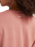 Open V-Neck Beaded Sweatshirt in Dusty Rose