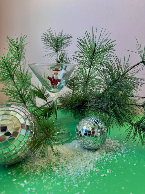 Holiday Icon Martini Glass in Santa