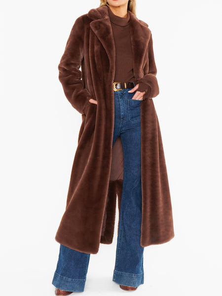 Miss Tiffy Fur Jacket in Brown Faux Fur