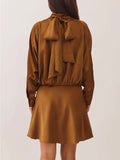 High Rise Satin Dress in Golden Brown