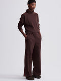 Brushed Rib Wide Leg Pant 28 in Red Chocolate Marl