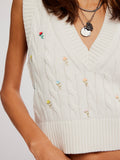 Plumeria Floral V Tank in Ivory Combo