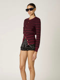 Baxter Stripe Cardigan in Oxblood