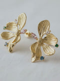 Rainbow Gem Floral Earrings