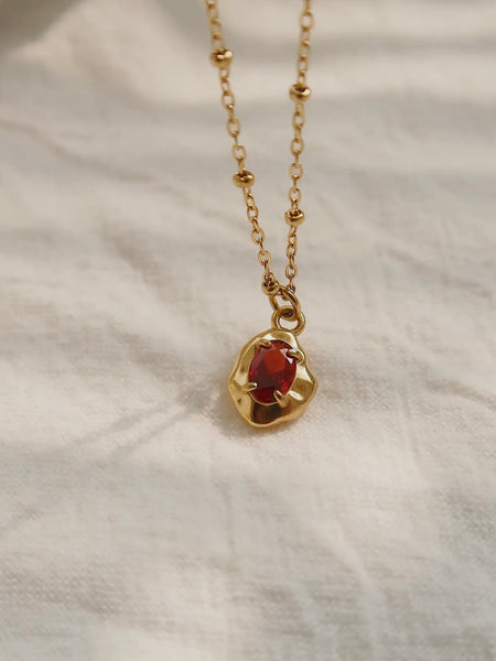 Ryleigh Petite CZ Necklace in Red